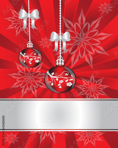Vektor: Christmas decorations on red background Christmas decorations on red background