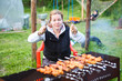 Photo: Hungry young woman with fork and knife in hands Hungry young woman with fork and knife in hands