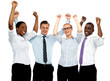 Business team of four celebrating success