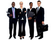 Happy smiling business team standing in a row