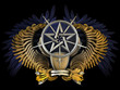 Illustration: Coat of arms - wings with pentagram Coat of arms - wings with pentagram