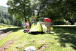 Family doing camping in the forest