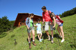 Parents and kids on a trekking day in the mountain
