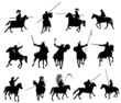 Horseman warriors vector  silhouettes set