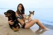 Photo: chihuahuas and girl on the beach chihuahuas and girl on the beach