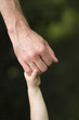 Trust family hands of child son and father