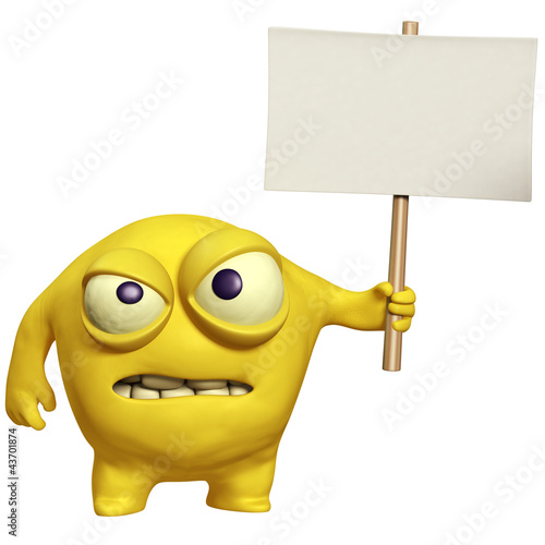 Illustration: halloween monster holding placard halloween monster holding placard