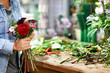 Practising the art of flower arranging