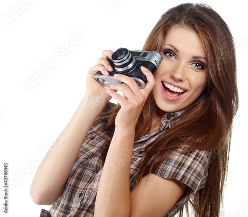 Photo: Full isolated studio picture from a young and beautiful woman wi Full isolated studio picture from a young and beautiful woman wi
