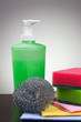 washing tools over grey background