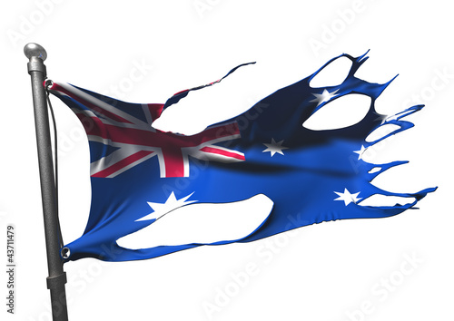 Illustration: tattered australian flag on white tattered australian flag on white