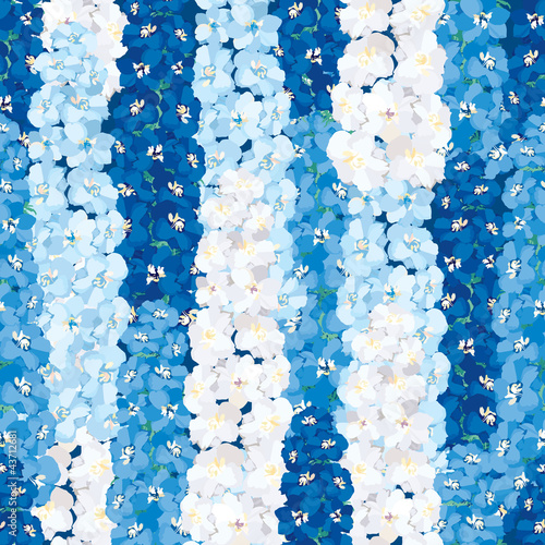 Illustration: seamless background from white and blue flowers delphinium seamless background from white and blue flowers delphinium