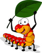 worm cartoon with leaf