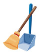 Broom and dustpan isolated on white