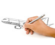 Hand Drawing Airplane for travel around the world.