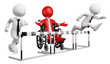 3D businessman white people. Barriers at work for disabled