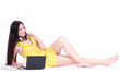 Teenage girl listen the music with computers PC
