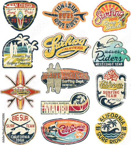 Vector: California vintage stickers grunge collection California vintage stickers grunge collection