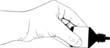 Drops container in the hand