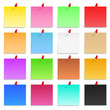Set of blank post-it notes with push pins