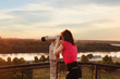 Photo: looking through sightseeing binoculars looking through sightseeing binoculars