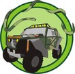 Off-road vehicle and big python on the ring