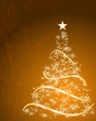 stylized Christmas tree on decorative floral background