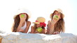 Little girls eating apples