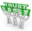 Trust Us Team of People Lift Words Promise Guarantee