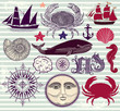 Vector set of marine symbols