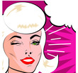 Illustration: Retro Woman Winking banner - Retro Clip Art comics style Retro Woman Winking banner - Retro Clip Art comics style