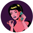 Lady Chatting On The Phone - Retro Clip Art vintage collection