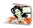 Female Motorist - Retro Clip Art collection comics style