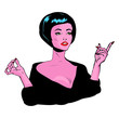 Stock Vector Illustration:Pointing Gal - Retro Clip Art collecti