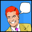 Pop Art Man - dot and color layers happy businessman talking