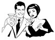 Couple With Cocktails Toasting - Retro Clip Art