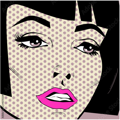 Photo: Vintage woman face pop art retro poster Vintage woman face pop art retro poster