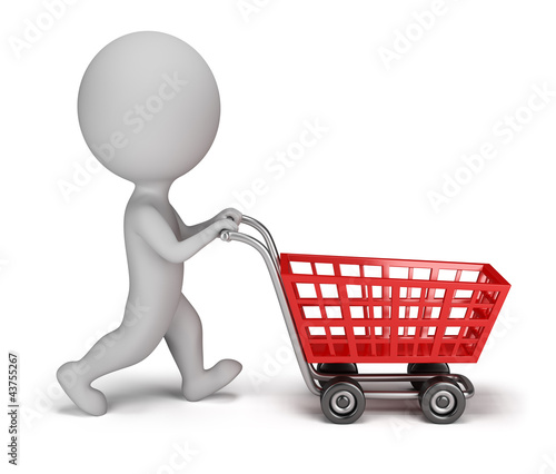 Illustration: 3d small people - shopping cart 3d small people - shopping cart