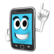 Smartphone character pointing up