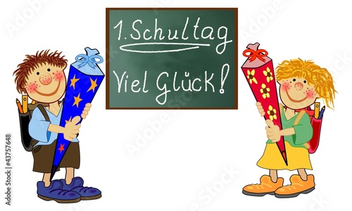 Illustration: Viel Glück zur Einschulung Viel Glück zur Einschulung