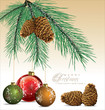 Fir Tree With Pine-cones Christmas Background