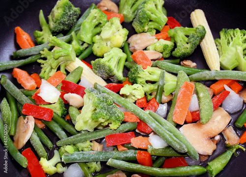 Photo: Frozen Assorted Vegetables In Skillet Frozen Assorted Vegetables In Skillet