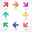 Vector glassy blue arrow web icon button with drop shadow.