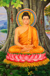 Buddha's biography painting on wall of Wat Pa Samoson