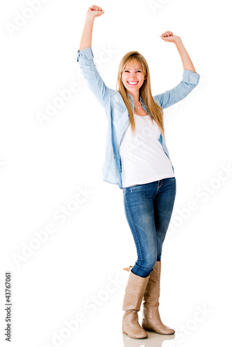 Foto: Happy woman with arms up Happy woman with arms up