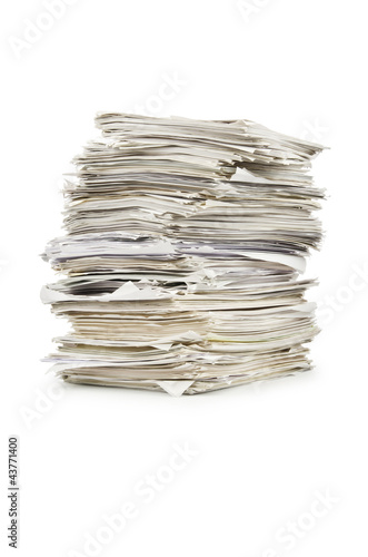 Photo: Pile of papers on white Pile of papers on white