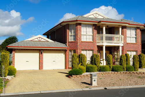 Illustration: Suburban Neighborhood Brick Home Suburban Neighborhood Brick Home