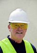 Building worker in safety gear