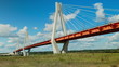 Highway bridge crosses a river, time lapse clip