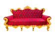 red and gold luxury armchair isolated with clipping path